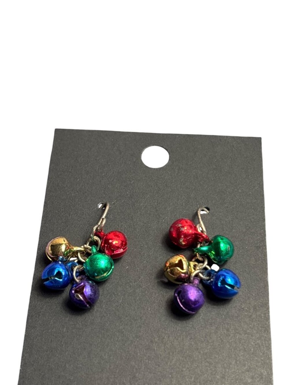 Multicolor Jingle Bell Dangle Earrings 0.75 inch